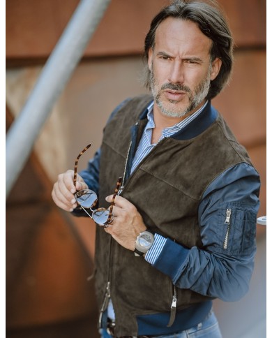 AUTHORITY GIUBBINO RUDE BOY SUEDE E TESSUTO TECNICO